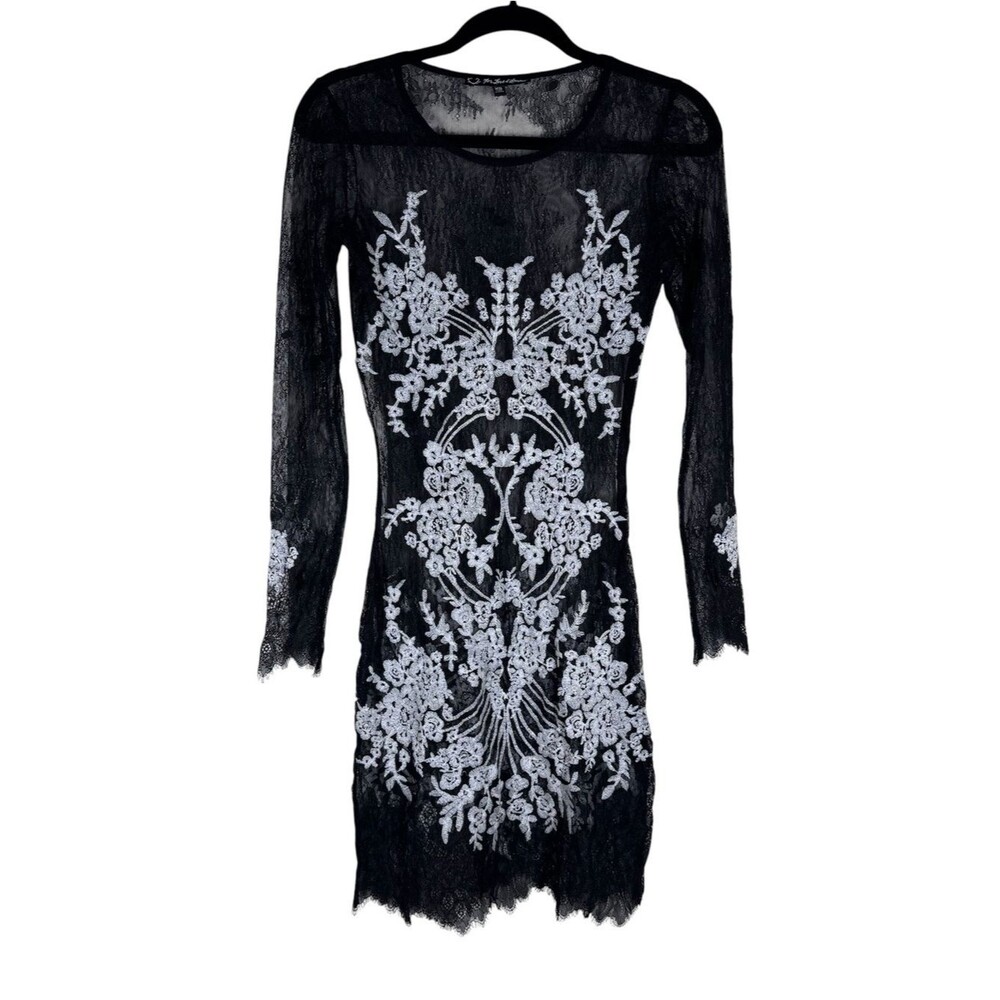 For Love & Lemons Lacey Dreams Mini Dress Black Sheer Whimsygoth Romantic XS